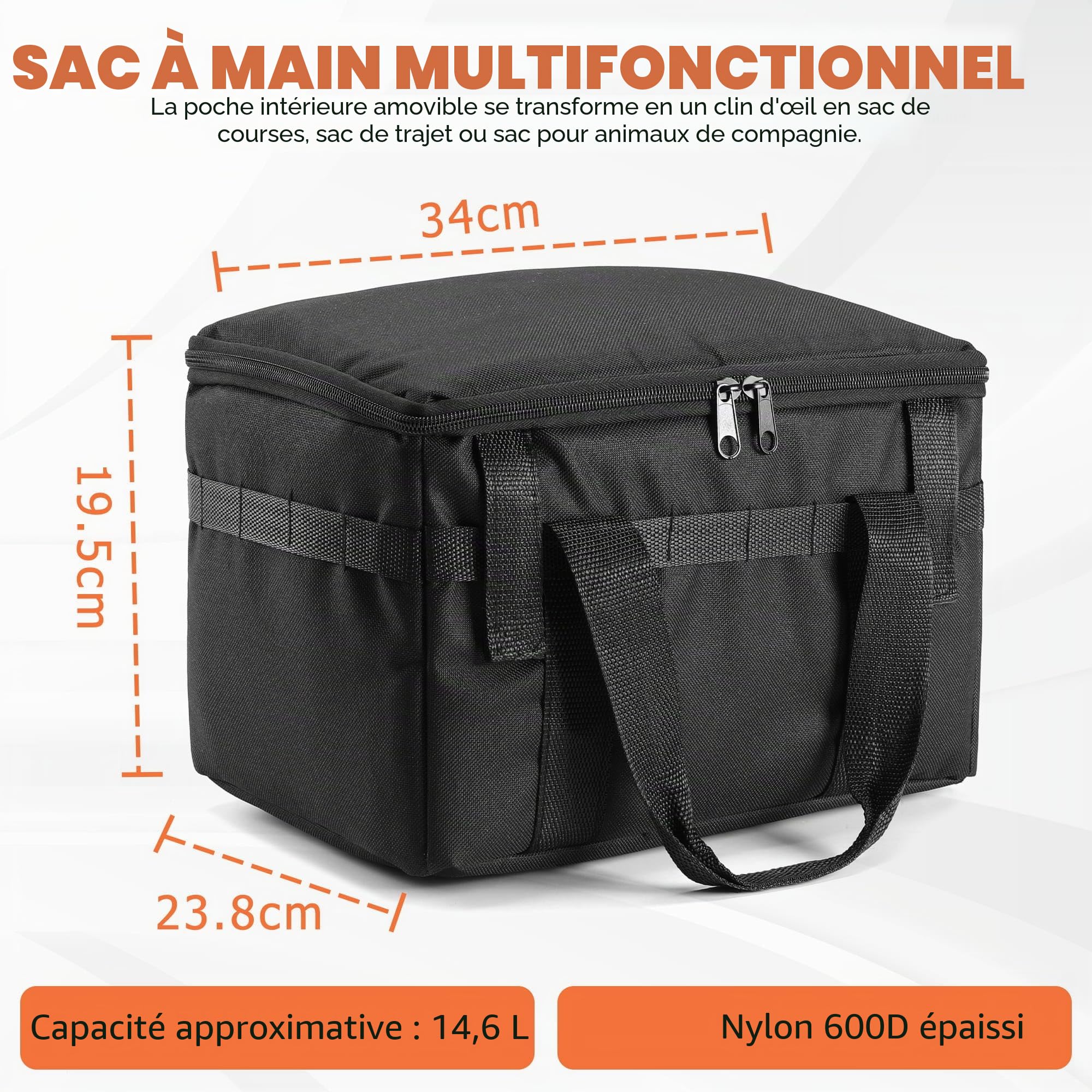 CDYWD Panier De Vélo Avant Avec Poche Intérieure Amovible, Grand Panier De Guidon Pour Vélo Électrique, Scooter, Vélo De Montagne, Vélo De Course, Vélo De Ville