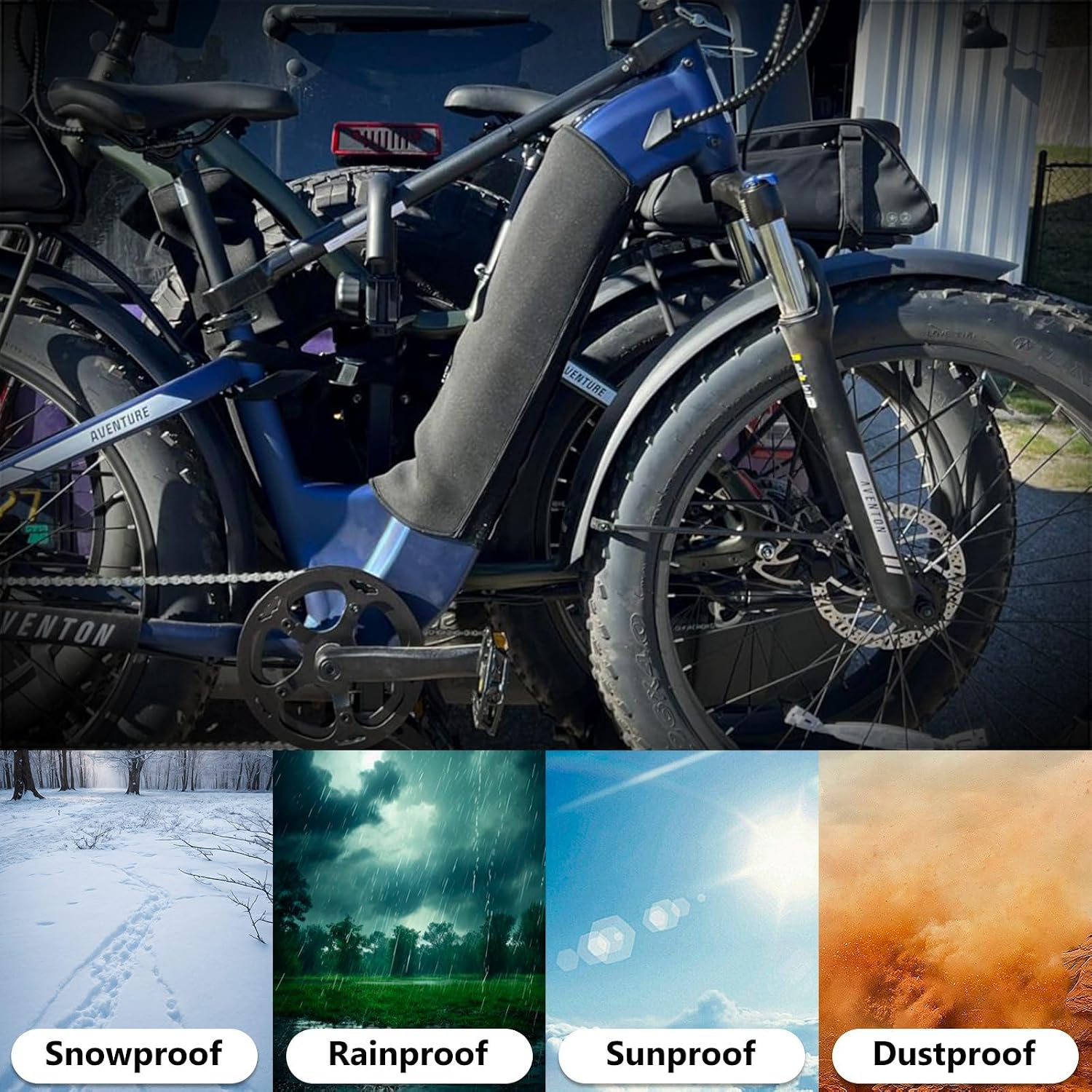 XhuangTech EBike Battery Cover Waterproof, Neoprene Electric Bicycle Battery Protector for 11-16.9in Frame, Thermal Dustproof Cover, Reflective Bike Battery Sleeve for Outdoor Riding, Cold Weather