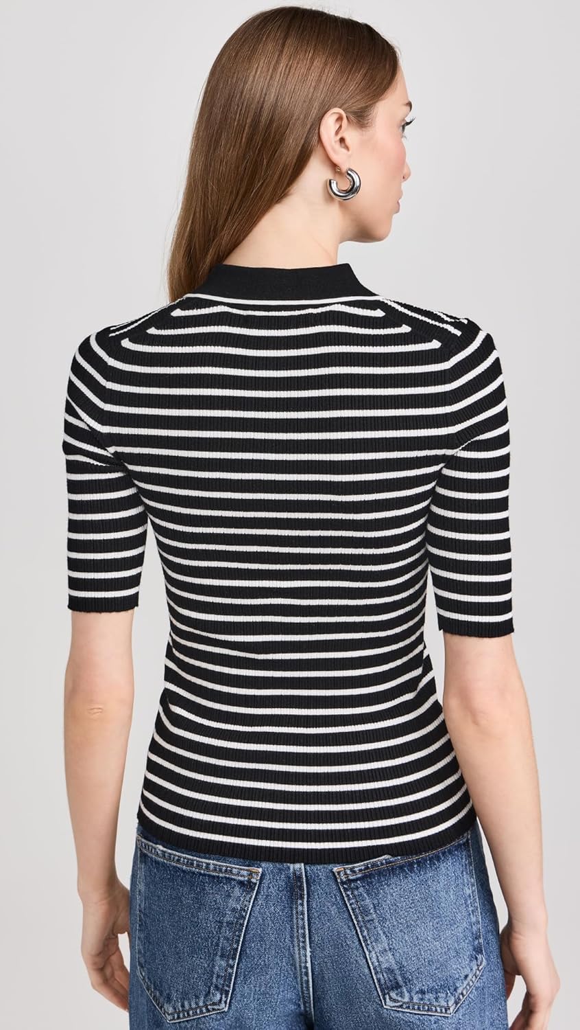 Madewell Women's Stripe Antonia Snowy Short Sleeve Polo Tee - Image 3