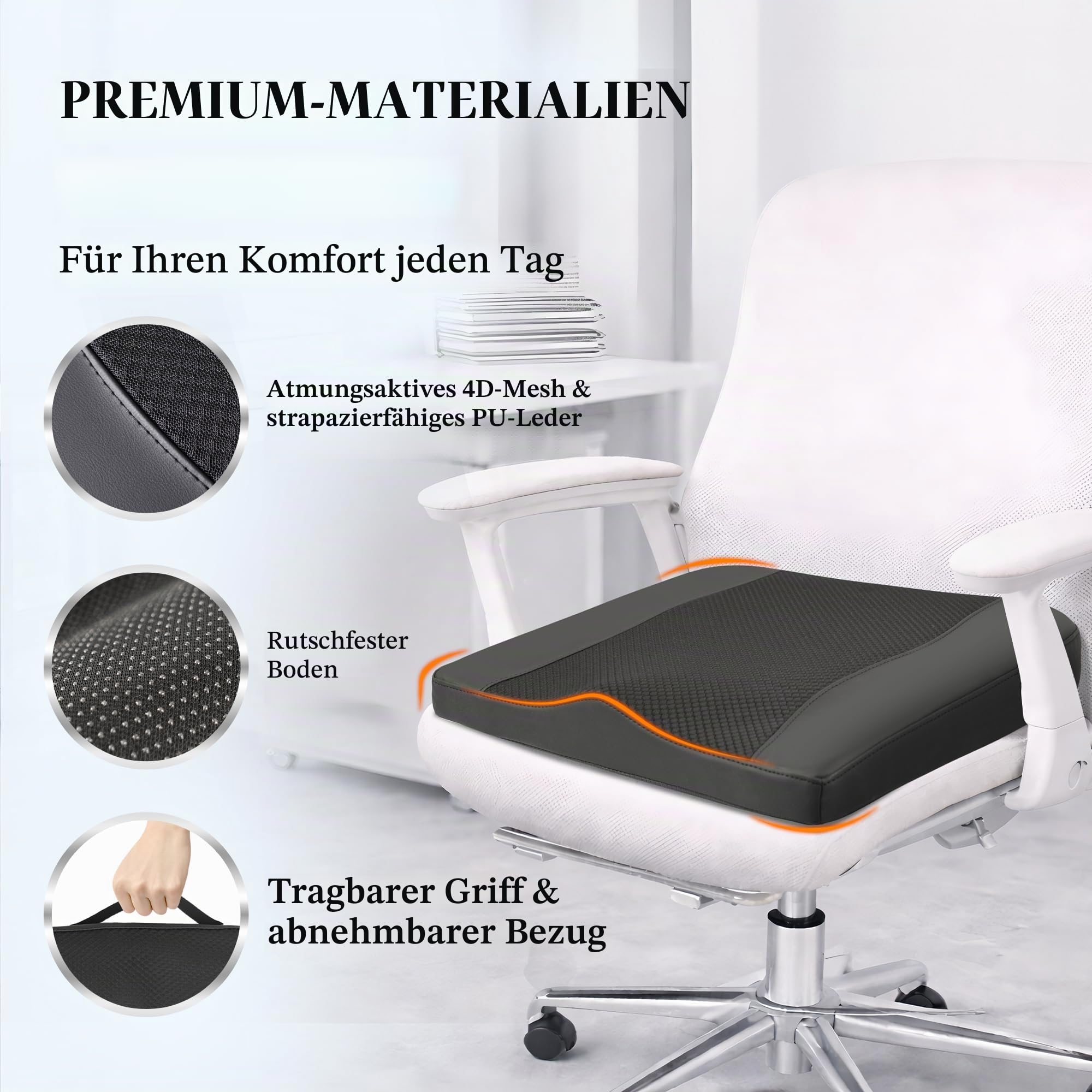 Lofty Aim Sitzkissen Auto, Komfort Memory-Schaum Autositzkissen – Linderung von Ischias- und Rückenschmerzen, Autositzkissen für Autositz, Fahrer, Bürostuhl, Rollstuhl (Schwarz)