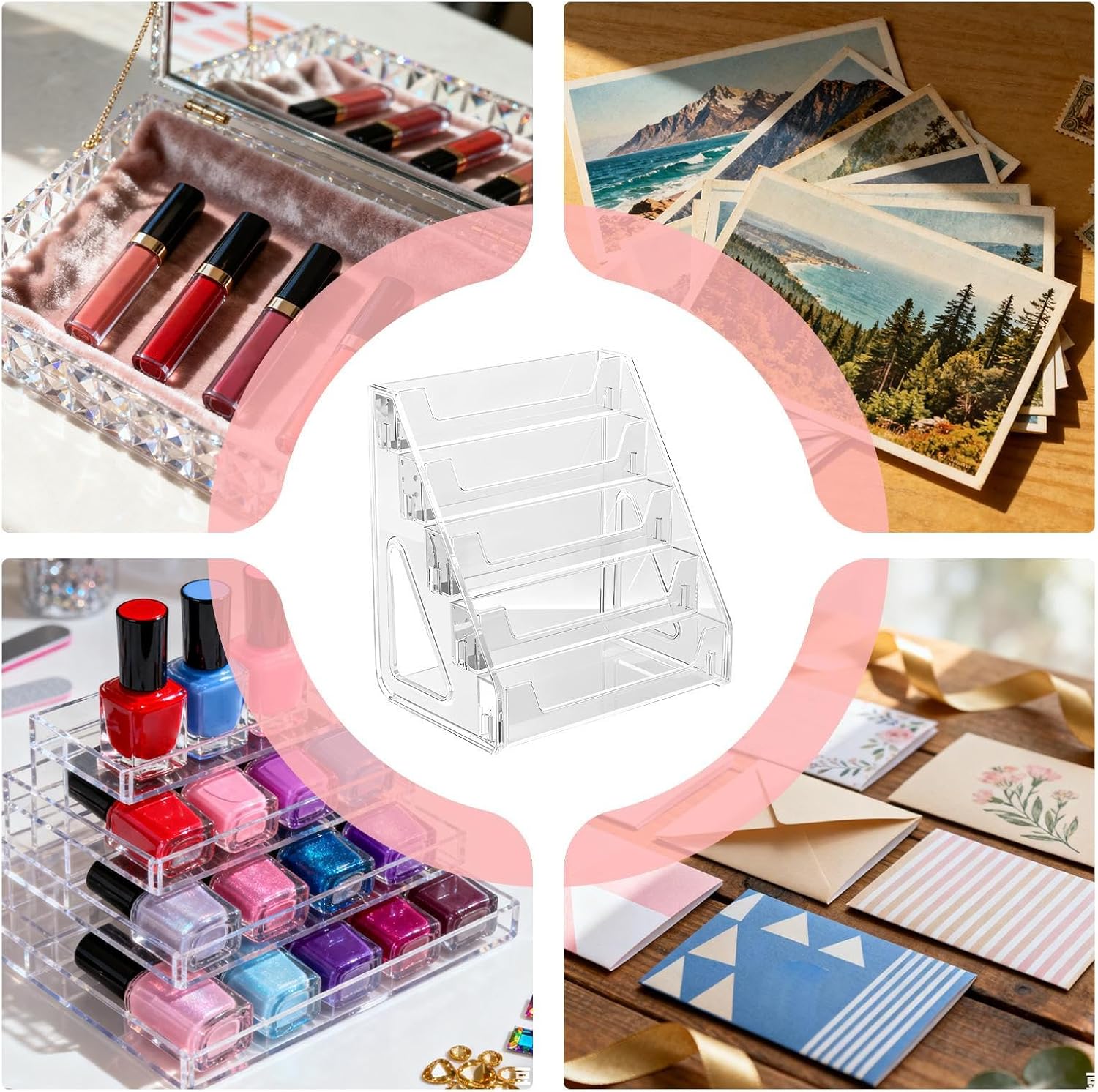 Acrylic Display Stands,5-Tier Vertical Clear Storage - Acrylic Risers Display Stands for Collectibles,for Collectibles Postcards Cosmetics Nail Gel Crafts Home Office Retail Shop