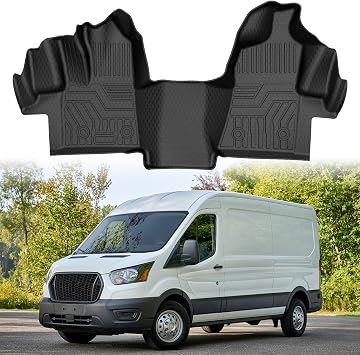 Mixsuper Transit Floor mats-Floor mat for 2015-2021 Ford Transit 150/250/350 No Transit Connect,All Weather TPE Rubber Floor Liners Protection for Transit Accessories,Anti-Slip Car Mats, Black