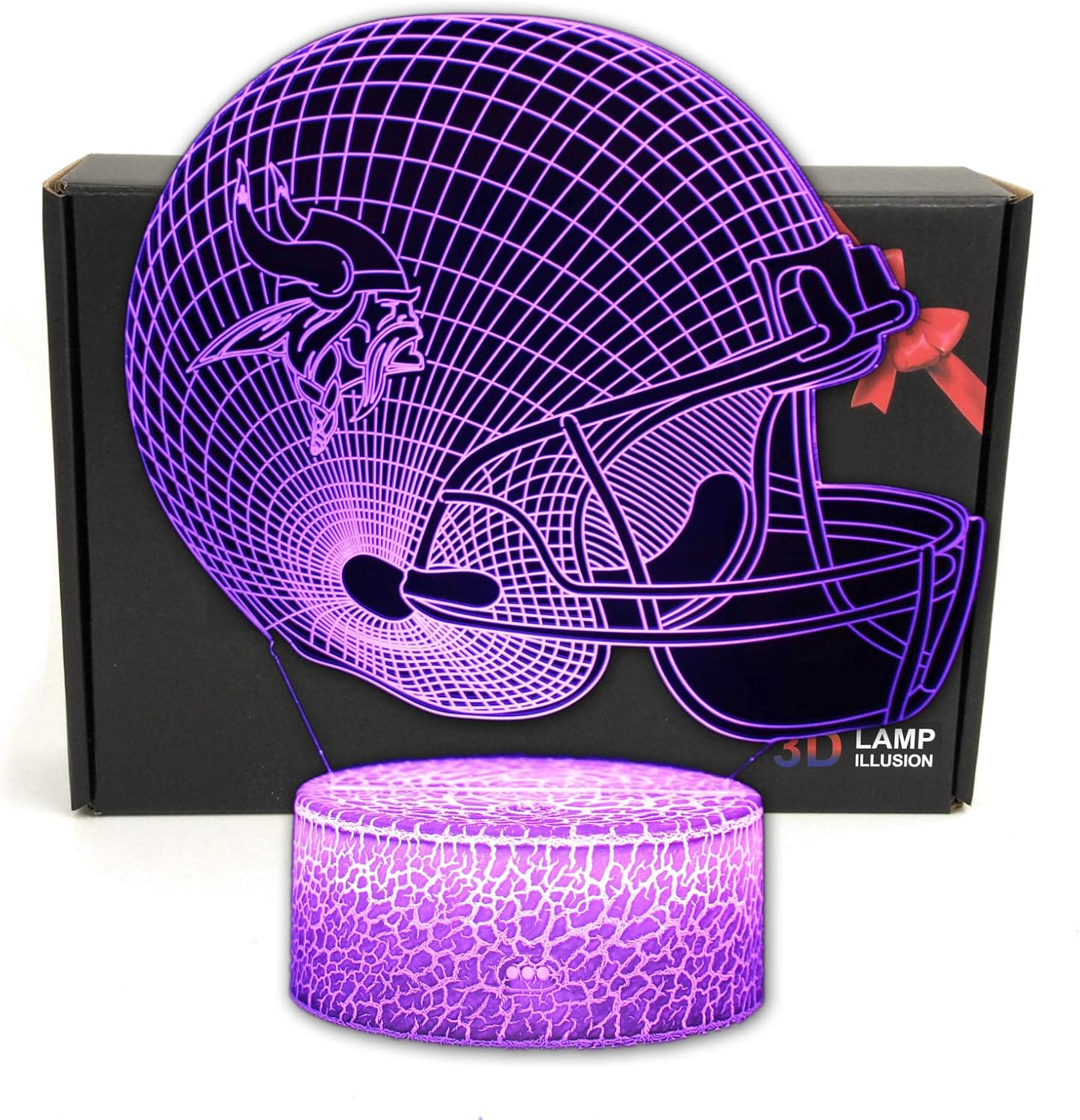 3D Helmet Optical Illusion 7 Colors Night Light,Plastic, Bedroom Desk Lamp Gifts for Viking Men, Women, Kids, Boys, Teens