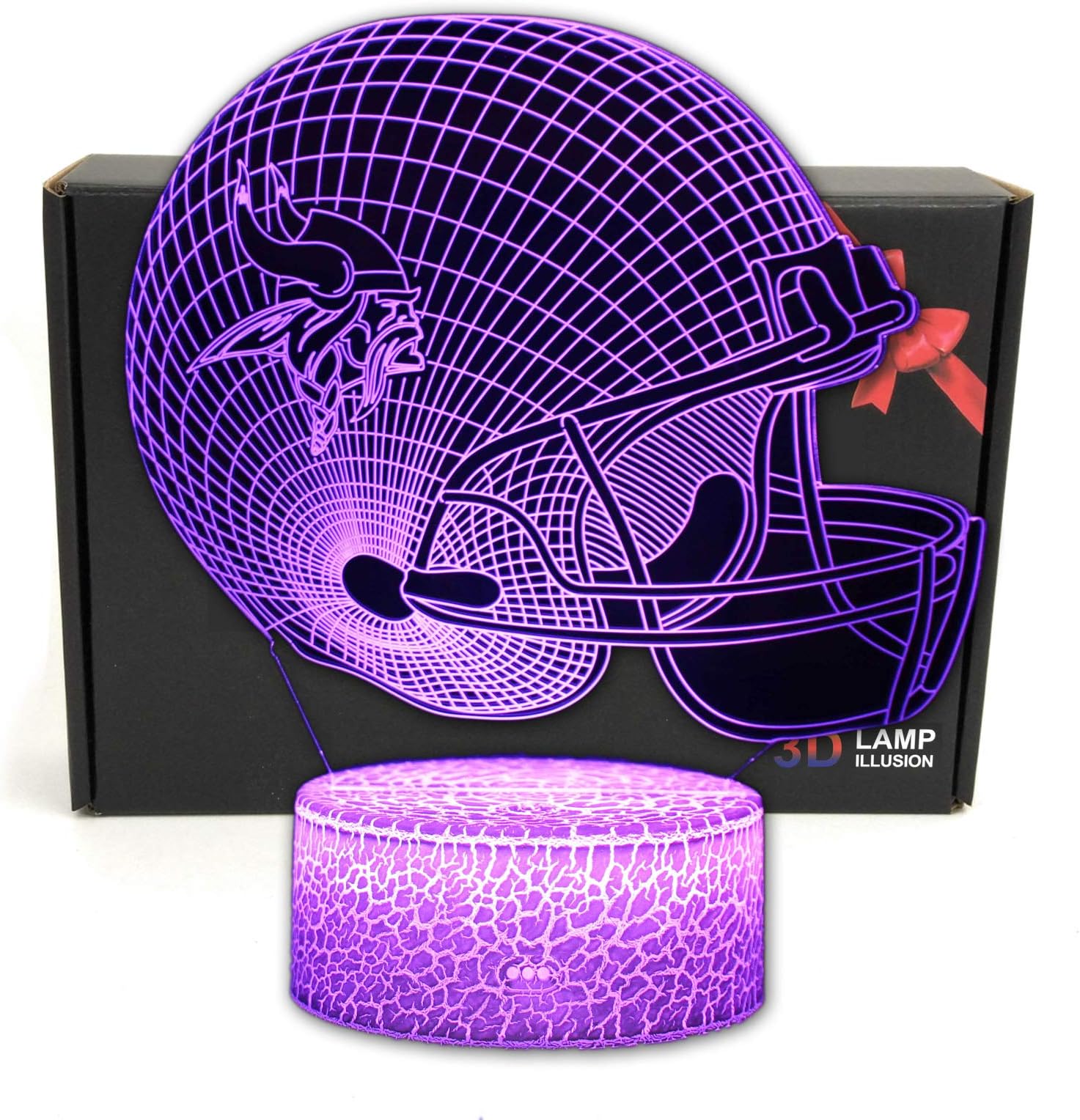 3D Helmet Optical Illusion 7 Colors Night Light,Plastic, Bedroom Desk Lamp Gifts for Viking Men, Women, Kids, Boys, Teens