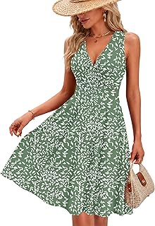 Women Summer Dress V-Neck Sleeveless Ladies Dress Sexy Floral Print Beac...