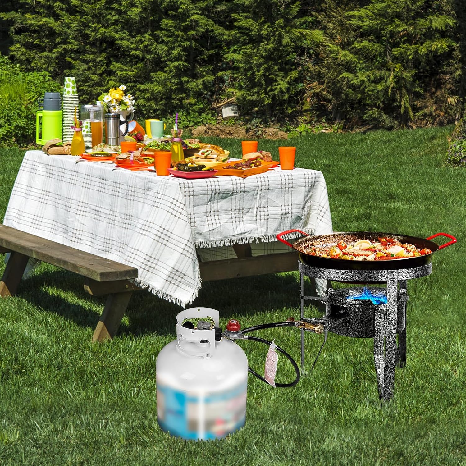 Portable Gas Burner Stand for Outdoor Cooking, Fits Single Fryer, Camping & Backyard Use