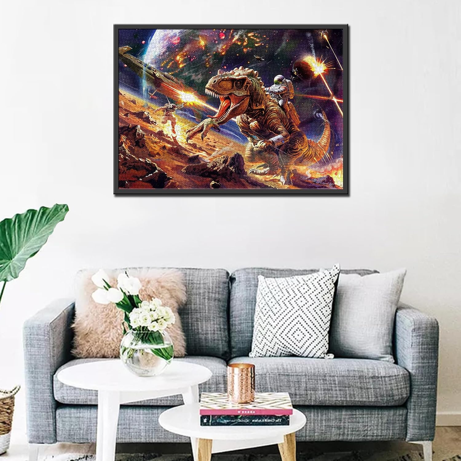 Dinosaur Jigsaw Puzzles 1000 Pieces for Adults, Families(Fierce Animal,Space,Fighter,Astronaut,Universe,Alien Pieces Fit Together Perfectly 19.7''x27.6''inch Performance Frameable Wildlife Puzzle Art