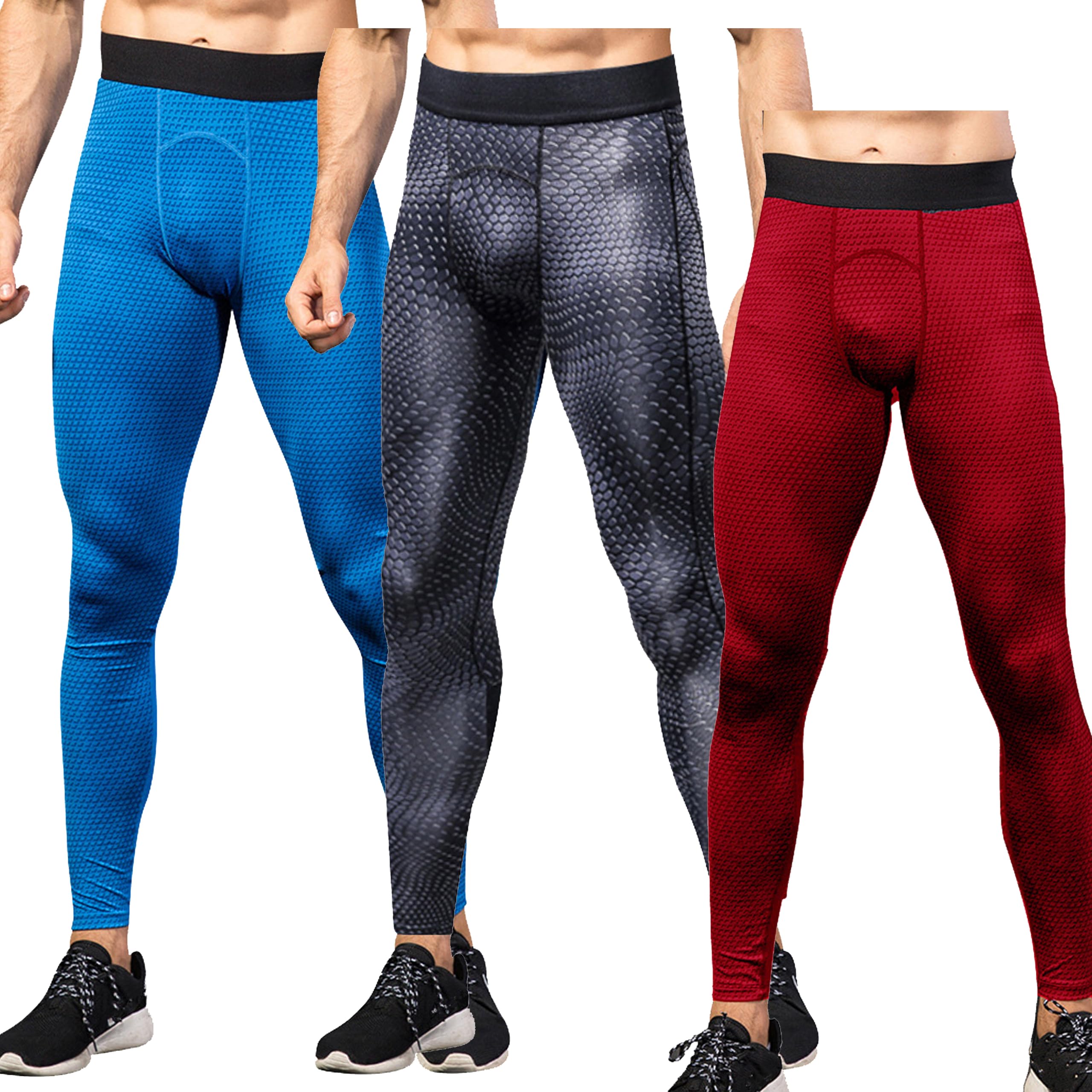 SANANG Pantalons de Compression pour Hommes Cool Dry Baselayer Sports Fitness Leggings serrés 3 Pack