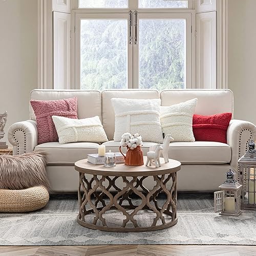 Miniatura 7 de Phantoscope Paquete de 2 fundas de almohada decorativas de sherpa de piel sintética con patrón geométrico, fundas de cojín suaves para