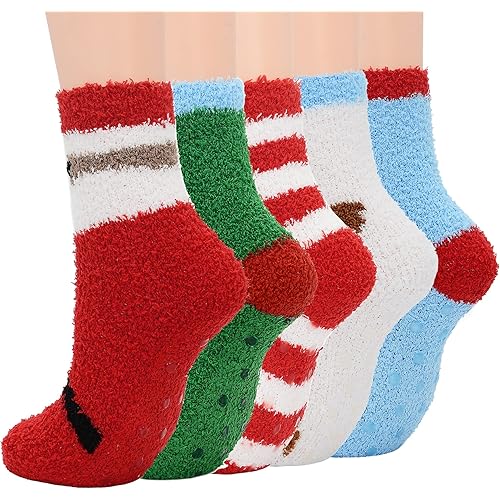 Zando Womens Fuzzy Socks Winter Slipper Socks Non-Slip Grip Socks Warm Fleece Socks Non Skid Socks Soft Fluffy Socks