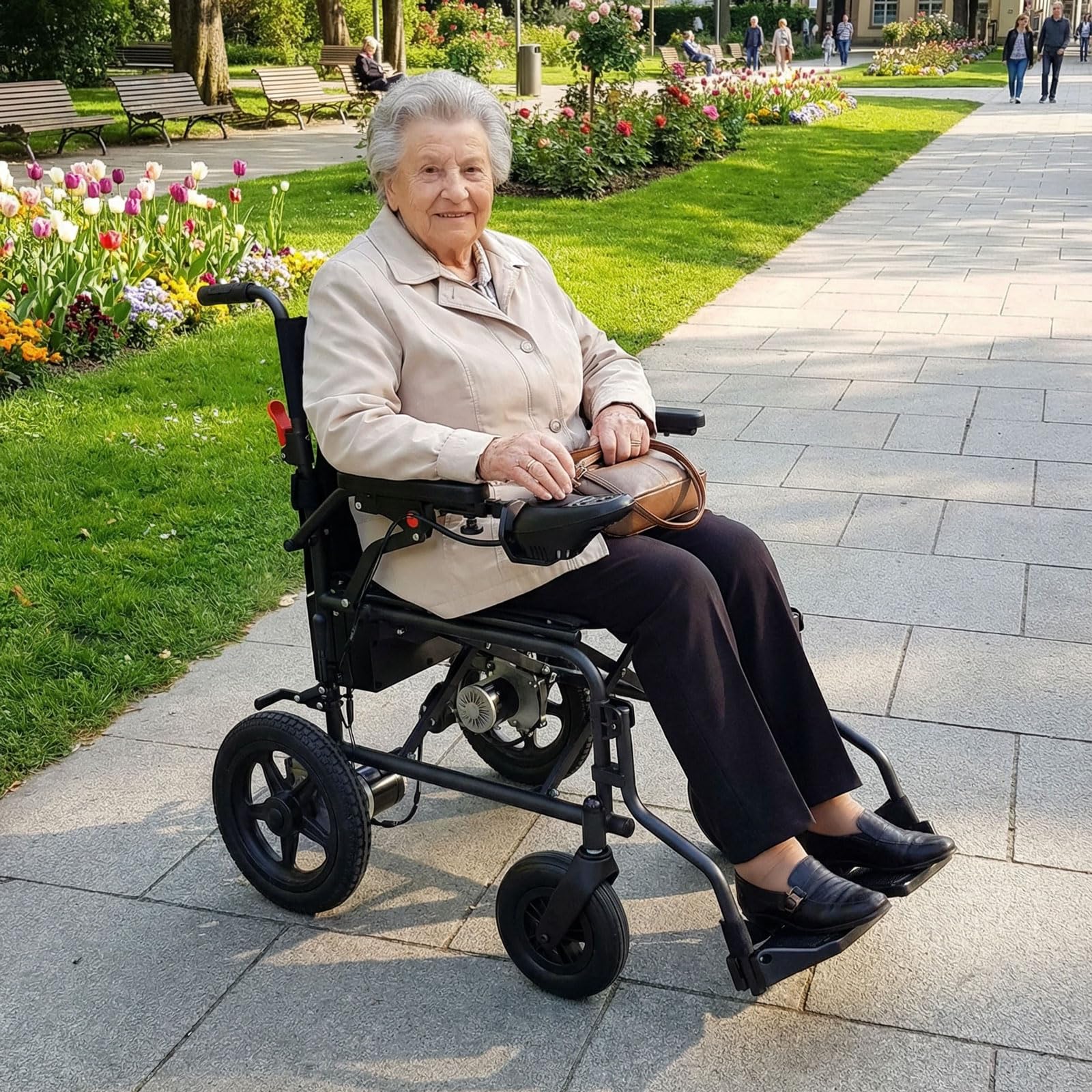 Silla de ruedas eléctrica plegable ligera de carbono, silla ruedas motorizada portátil, alcance 20 km, carga máxima 110 kg, silla eléctrica para mayores, ideal para viajes y exterior