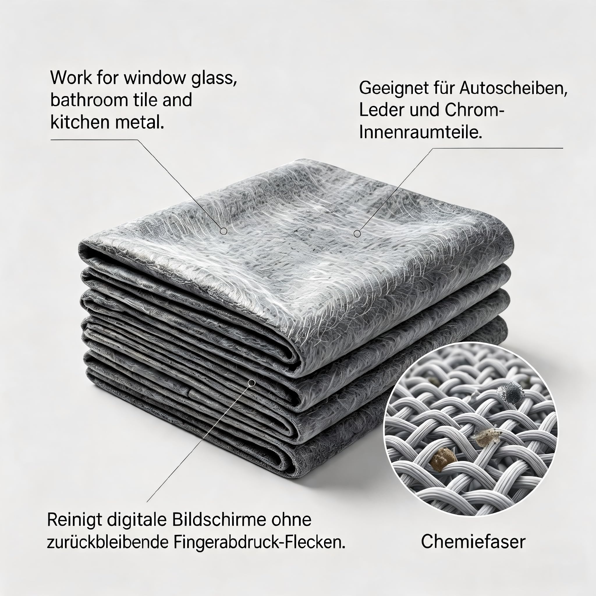 Mikrofaser Tücher 5er Set, Fensterputztuch, Auto Trockentuch, 30x20 cm (10PCS)