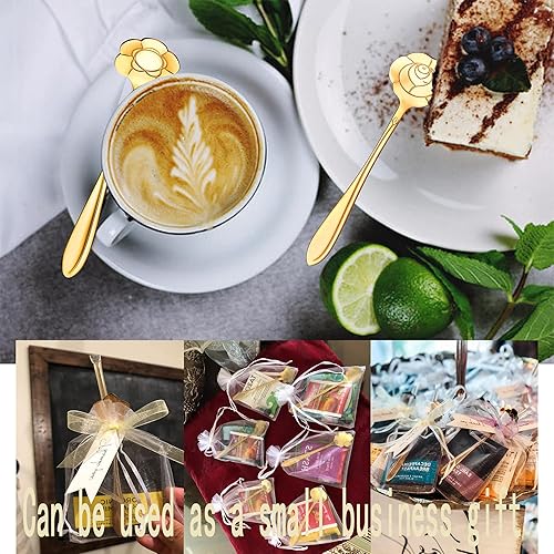 Miniatura 4 de Juego de 8 cucharas de café coloridas de acero inoxidable, cucharas de té, cucharas de té, cucharas de azúcar, color oro rosa