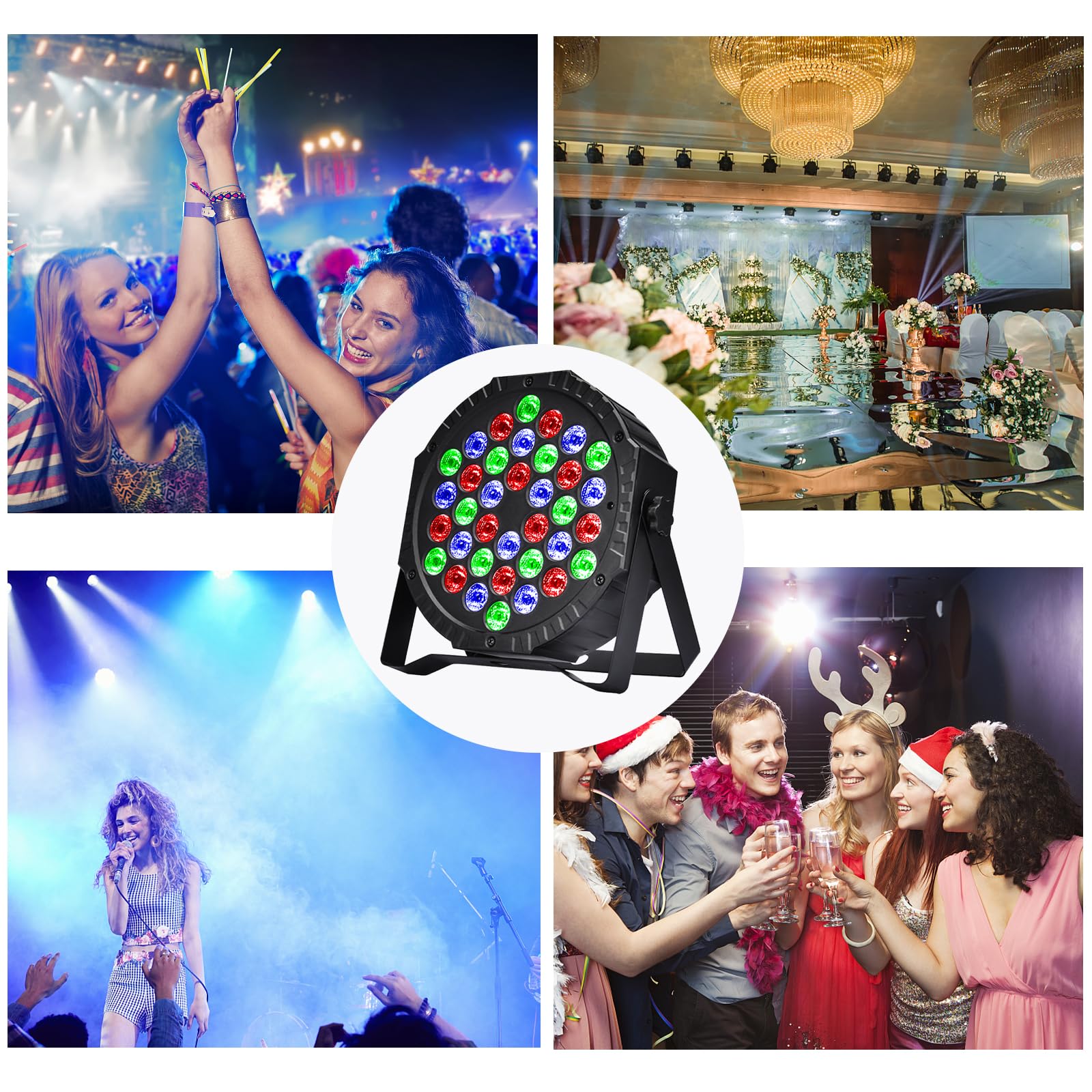 4 PCS Luci da Palco Discoteca 36 LED Par LED Luce da Palcoscenico Luci da DJ Luce Festa 7 Modalità Illuminazione con Telecomando per DJ Bar Party Matrimonio Banda Halloween Natale