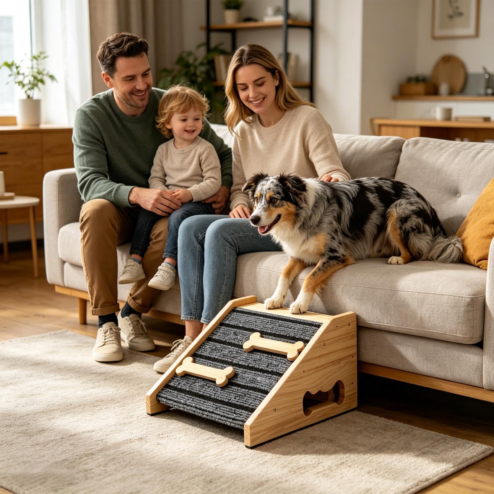 Rampe pour Petits Chiens | Planche en Bois antidérapante | avec Marche en Feutre pour Chien,pour Canin Petit Moyen Canapé Lit Chambre Entrée Maison Intérieur Extérieur