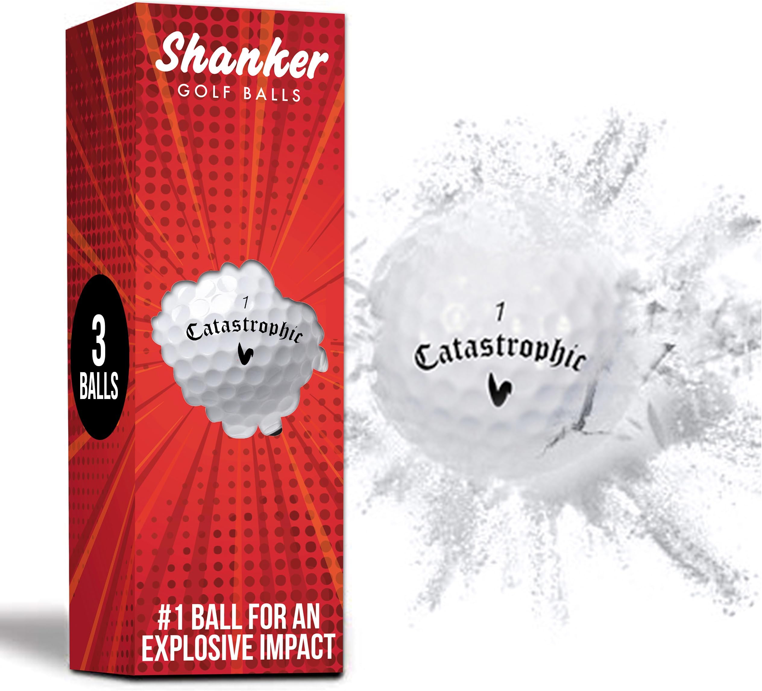 Shanker Golf Explosion Ball - Exploding Prank Ball on Impact - Funny Joke for Golfers (3 Sleeves, Novelty), White