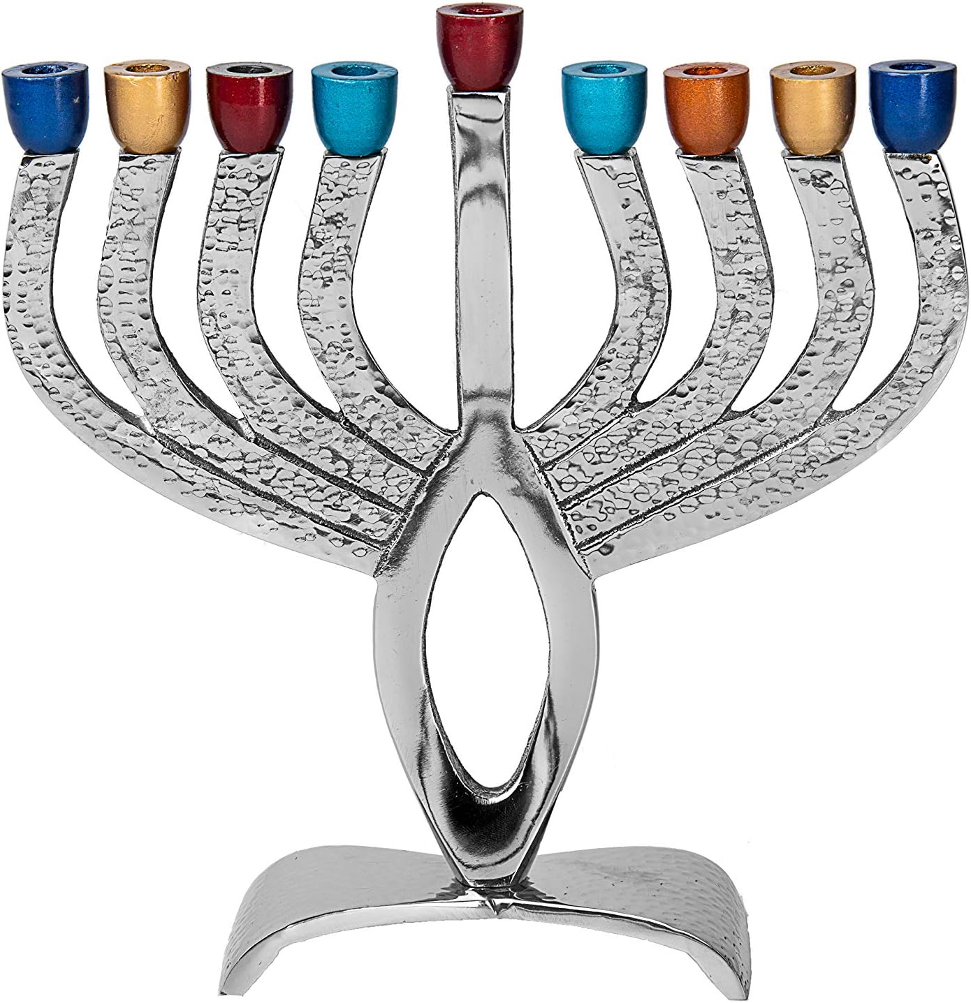 Legacy Judaica Nickelplated Chanukah Menorah with Colorful