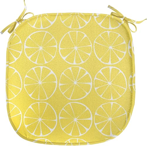 Miniatura 54 de Lunarable Swirly - Cojín de asiento para silla, diseño de líneas retro rizadas, funky en espiral, vida marina náutica, antideslizante, para cocina y