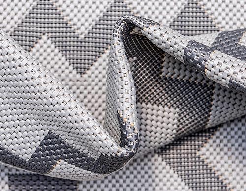 Vista 7 de Unique Loom Alfombra Colección enrejado Marroquí Celosía Transicional Interior y Exterior, Polipropileno Gris/Plateado