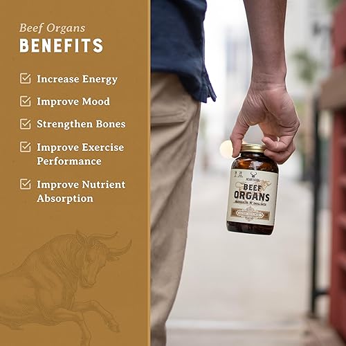 Miniatura 5 de HEART & SOIL Complejo de órganos de carne de vaca hígado, corazón, riñón, páncreas y bazo alimentado con pasto para una nutrición completa de nariz