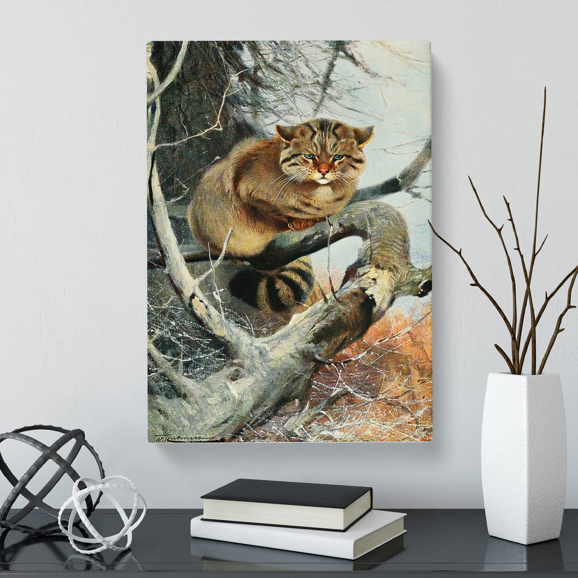 W Kuhnert Wild Cat Canvas Print, Mixed, 25L x 50W cm - Image 2