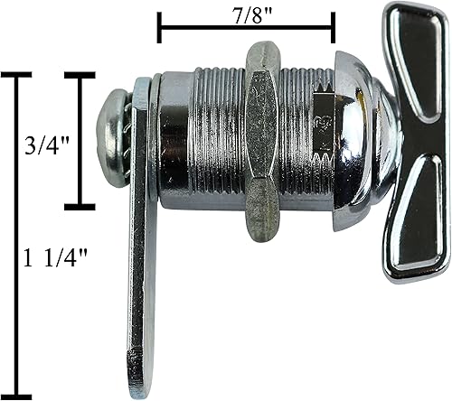 Miniatura 2 de Pestillo de giro de pulgar con cilindro de 78 pulgadas y acabado cromado, paquete de 4 cierres para pulgar (paquete de 4)