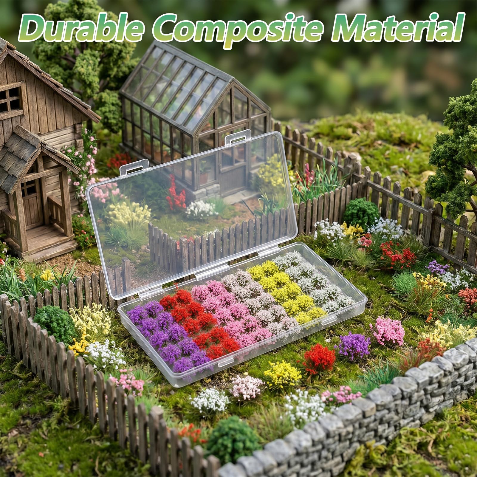 CIATBYYJ 60Pcs Miniature Flowers Cluster, Self-Adhesive Mini Flowers for Crafts 8mm Flower Vegetation Groups, Diorama Layouts - Image 5