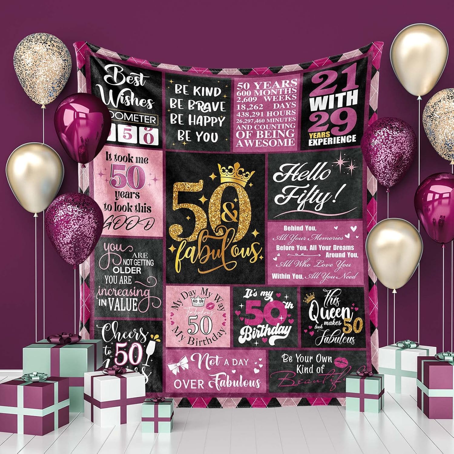 50 Birthday Gifts for Women, 50th Birthday Blanket with Gift Box, 50th Birthday Decorations Gift Ideas for Her, 50 Year Old Gifts for Women Turning 50 and Fabulous - Image 5