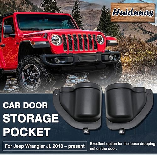 Miniatura 2 de Compatible con almacenamiento de puerta delantera Jeep Wrangler JL 2018-2023, organizador de bolsillos para puerta, portavasos, color negro, 2