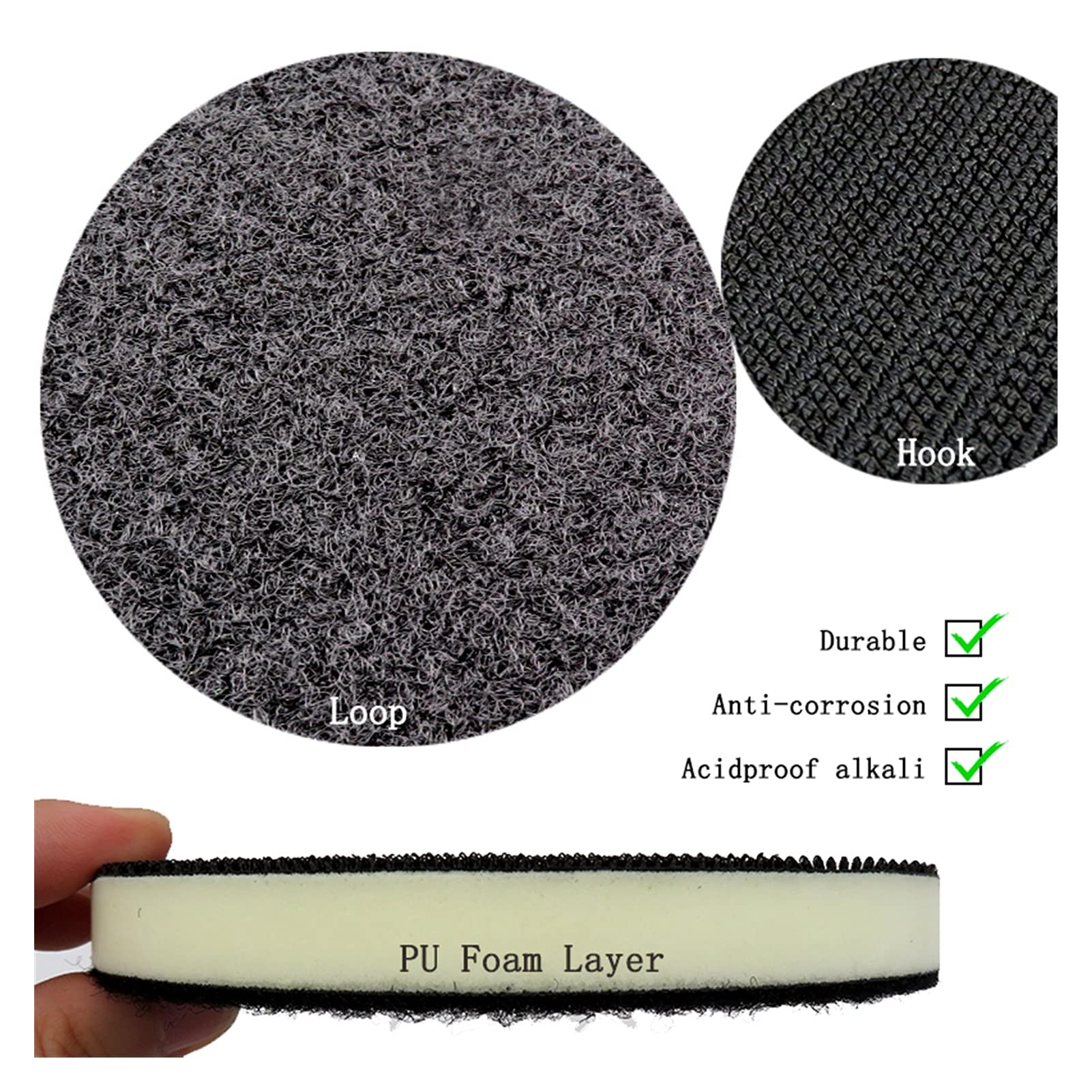Almohadilla de Pulido 5pcs 5"125mm PU de Espuma de la PU de la Interfaz de la Interfaz de la Densidad de la Densidad de la Densidad de la Cabeza de la Cabina de lineador de lineador de lijadora