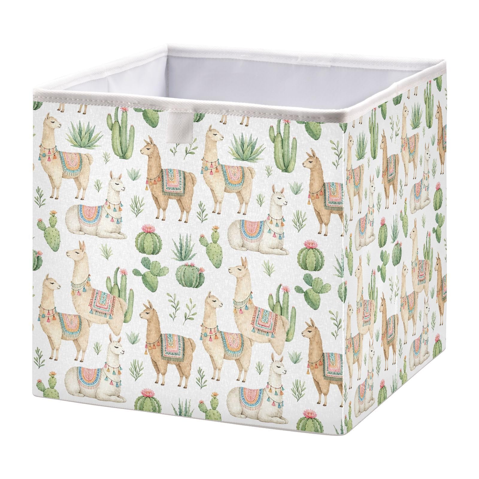 Ewusp Cute Alpaca Cube Storage Boxes 28x28 cm Foldable Closet Organiser Bin Holiday Basket Baby Basket for Nursery Bedroom Office