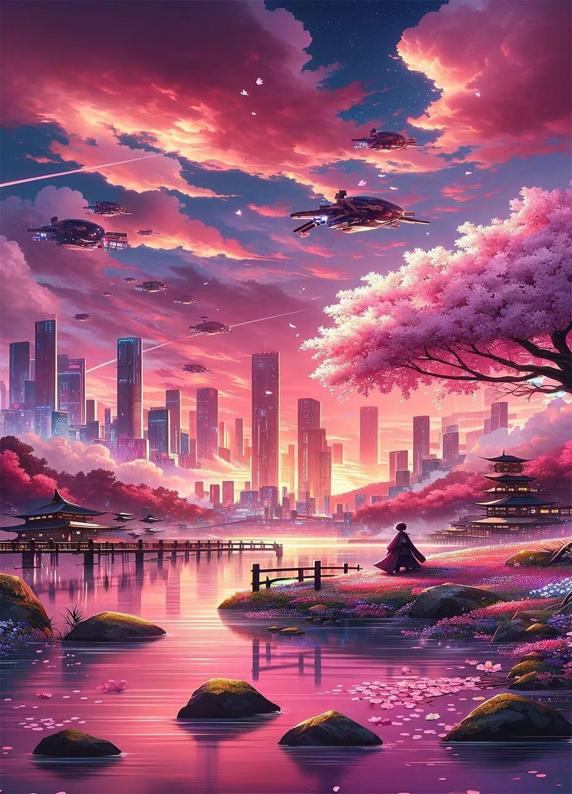 Puzzle para Adultos 1500 Piezas, Paisaje Urbano, con Póster, Piezas de Encaje, Letras en la Parte Posterior, Decoración de Pared, Regalo para Adultos (87x57cm)