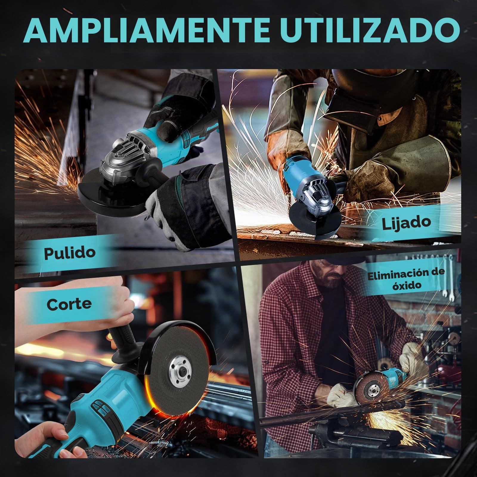 Amoladora angular inalámbrica para batería Makita de 18 V/20 V (sin batería), herramienta de amoladora sin escobillas de 10000 RPM con cuchillas de molienda de 125 mm para cortar, moler, pulir