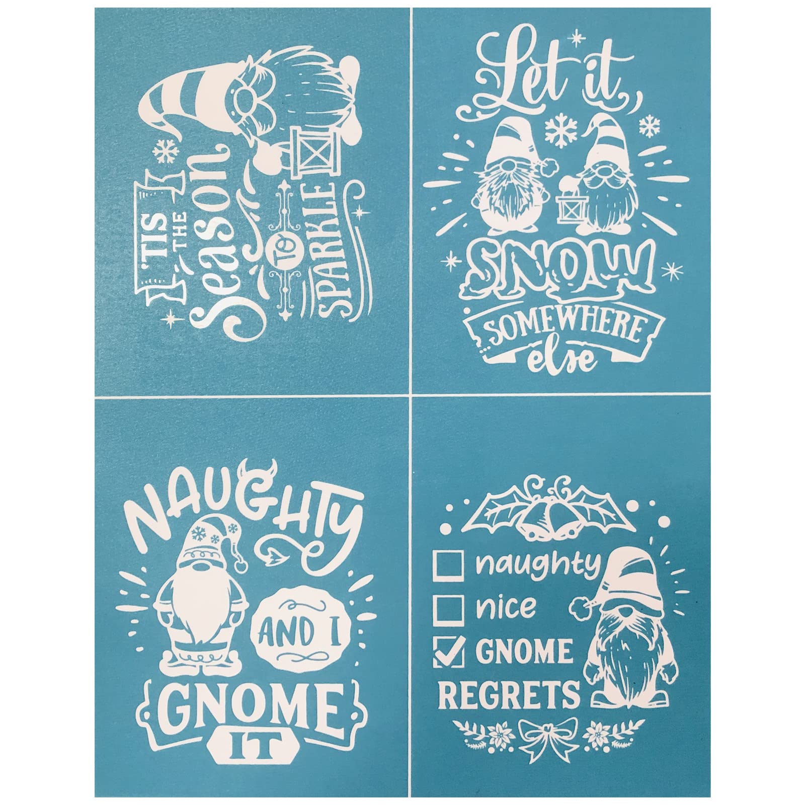 BOOLOOEN Christmas Screen Stencils – 4 Reusable Self-Adhesive Stencils For DIY Decor On Wood, Fabric, Glass & Walls