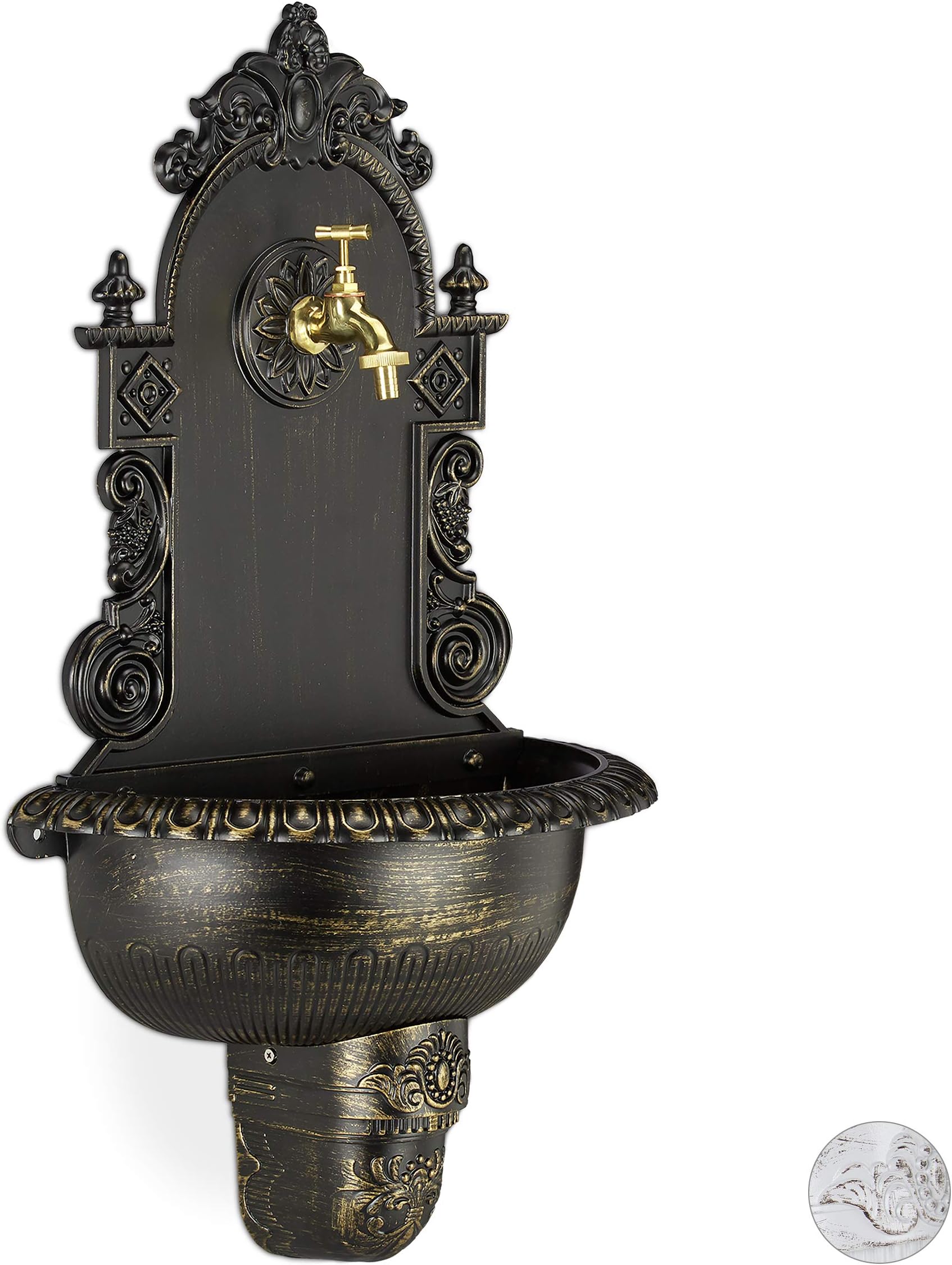 Fontana Da Esterno Papillon Stiria In Ghisa - 45x41x114 Cm, Colore Antracite, Per Giardino