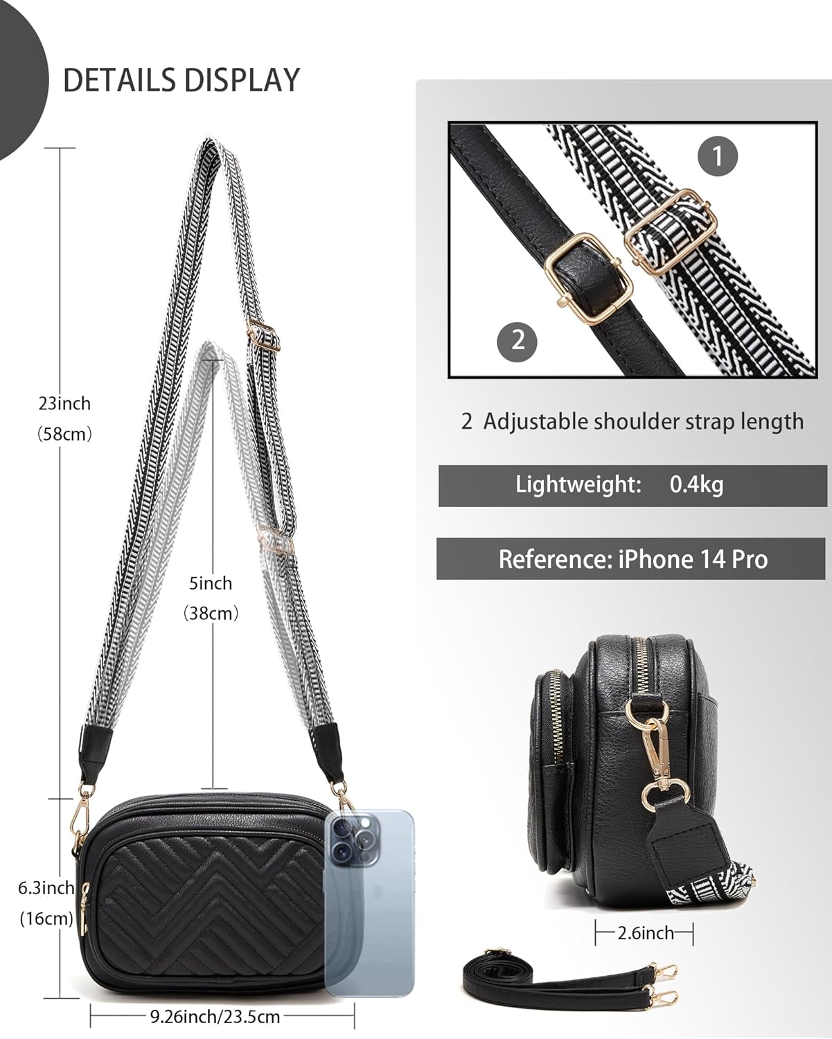 Quilted Crossbody Bags Purse for Women Small Vegan Leather Shoulder Handbags Purses with Two Straps | Quilted, Purse, Small, Vegan Leather, Purses, with Two Straps - Image 3