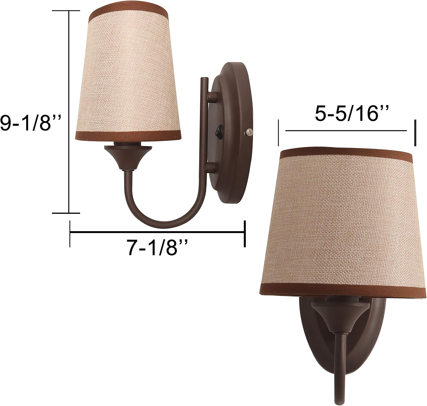 12V LED RV Wall Sconce with On/Off Switch (LED Bulb Included), Decorative Fabric Light Fixture with 1 Bulb, 12Volts Interior Light for RV, Motorhome, Camper, Boat