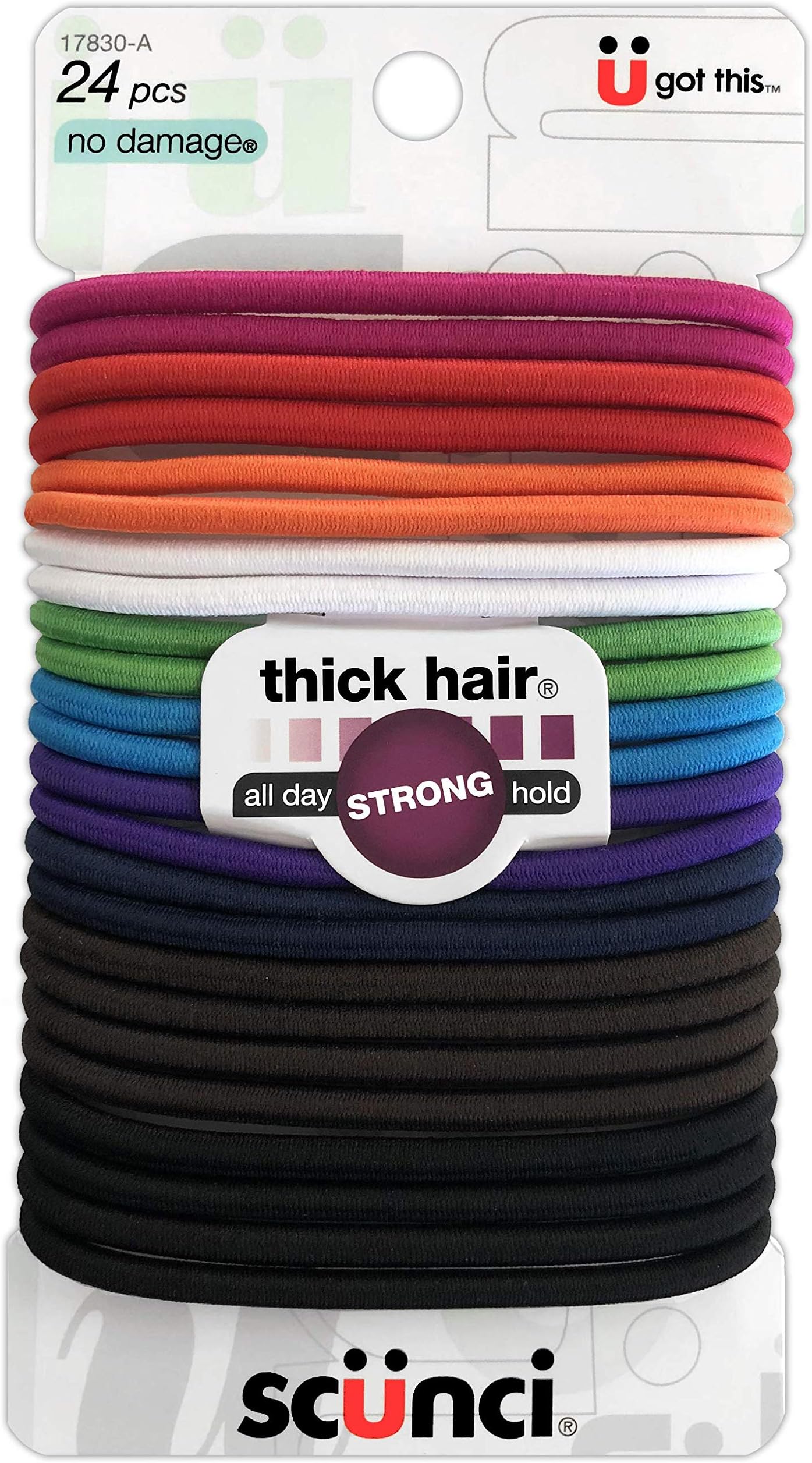 Scunci No Damage Effortless Beauty Thick Hair Elastics, 24-Count