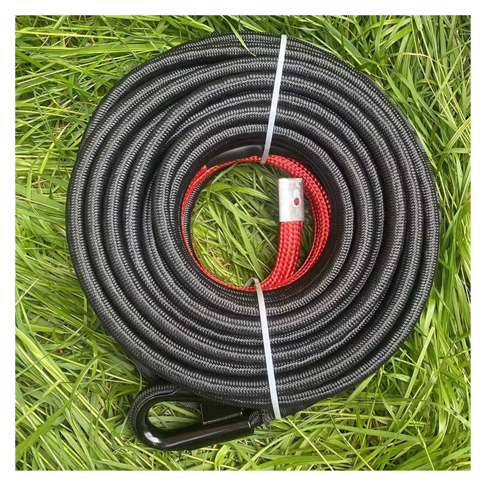 Kit de corde de treuil synthétique Corde de remorquage 10mm x 25M, 9,5 tonnes, for SUV, auto-assistance, corde moléculaire très élevée, crochet de remorquage, banderoles, Double treuil(A)