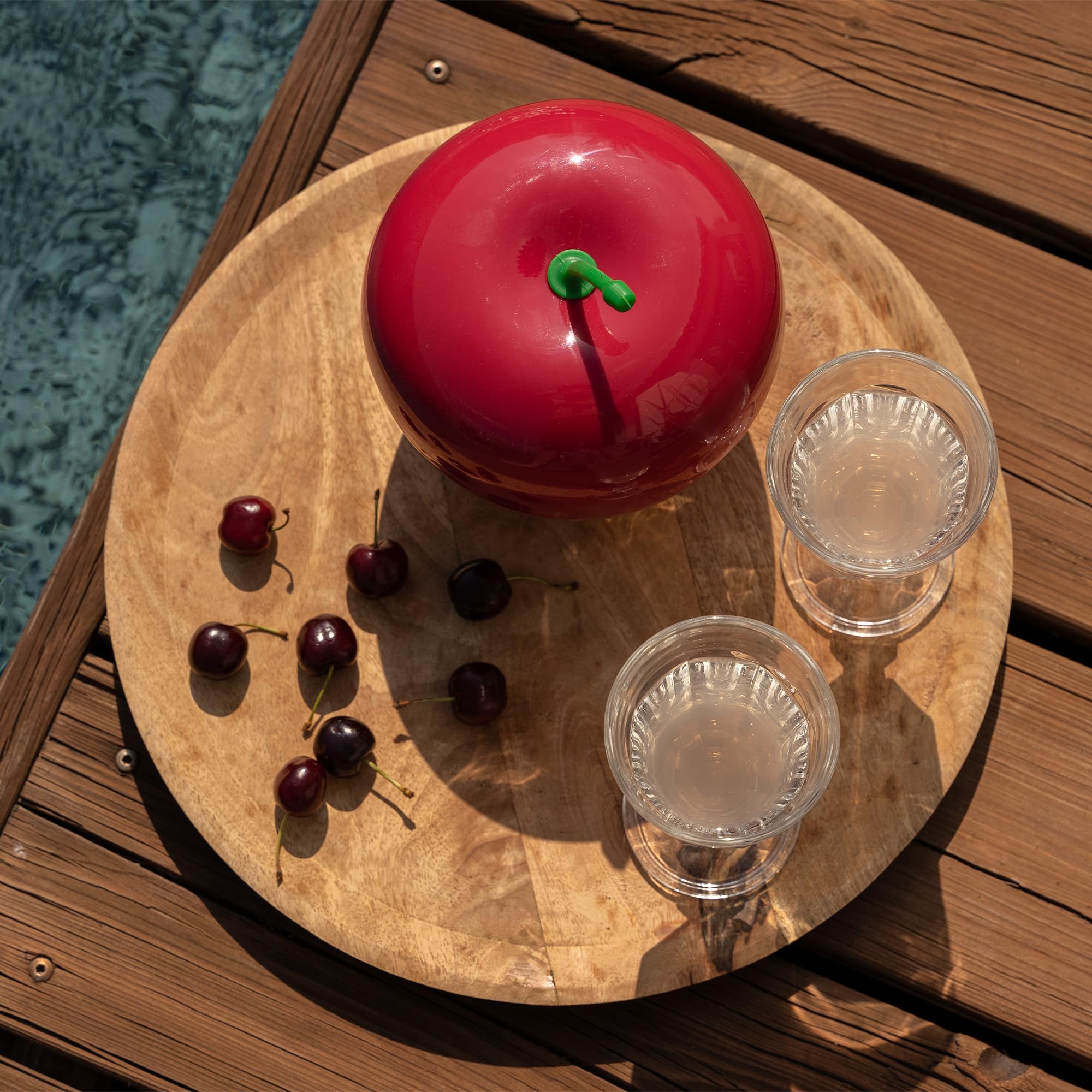 Cecoa • Cubo de Hielo Cereza • 750 ml • Doble Pared Hermética • con Tapa + Pinza • Cubo de Hielo de diseño de Frutas • Aperitivo, cócteles, mojitos, Fiestas, veladas • Compacto, Original, Isotérmico