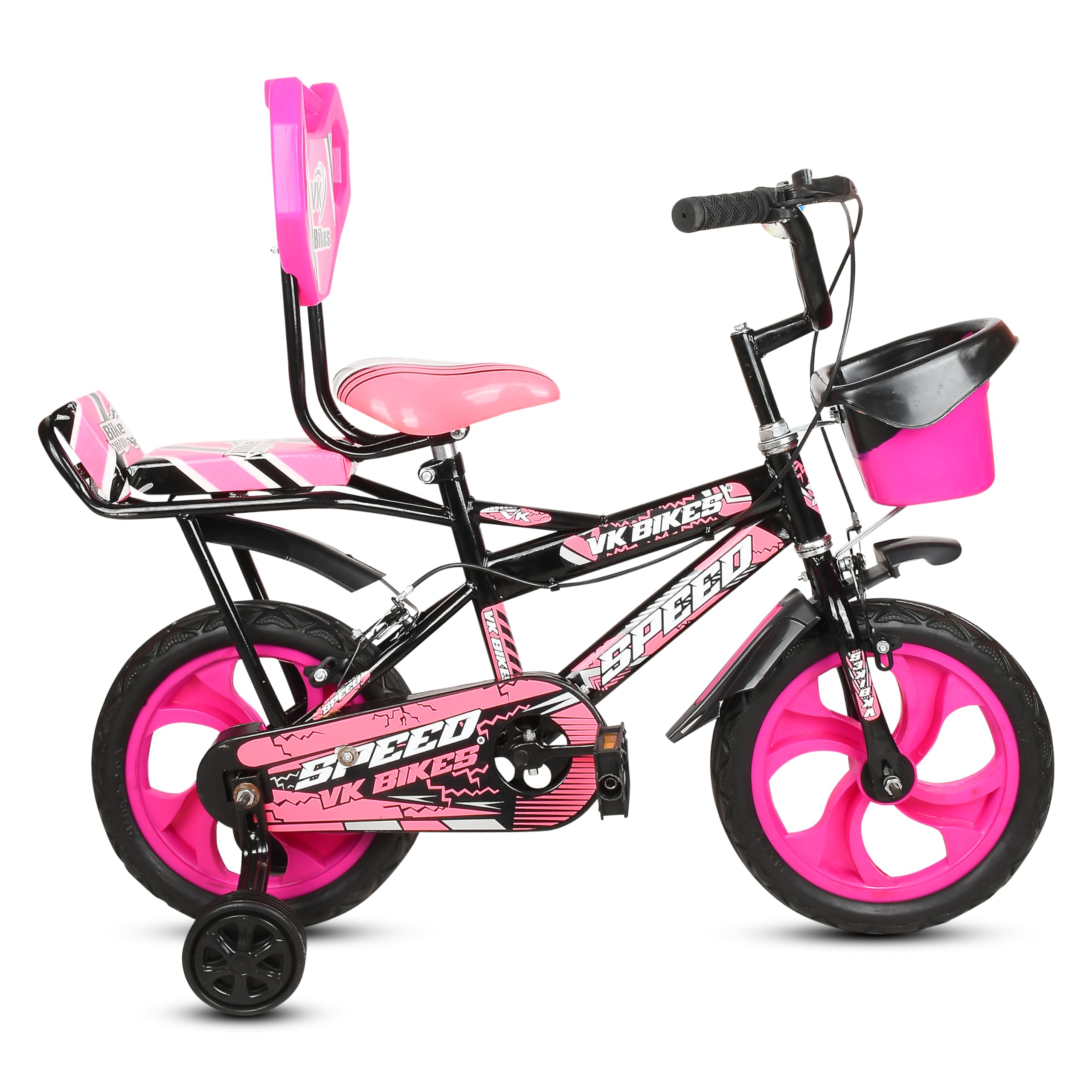 Kaashnic Kids Cycle 14T with Training Wheels Double Gaddi (90% Assembled) for Boys and Girls (Pink)-image-5