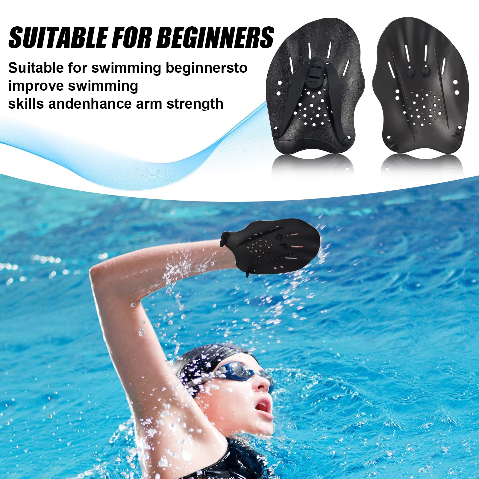 Plaquette Natation 1 Paire De Pagaies De Natation Avec Sangles Réglables Pour Pagaie Enfant