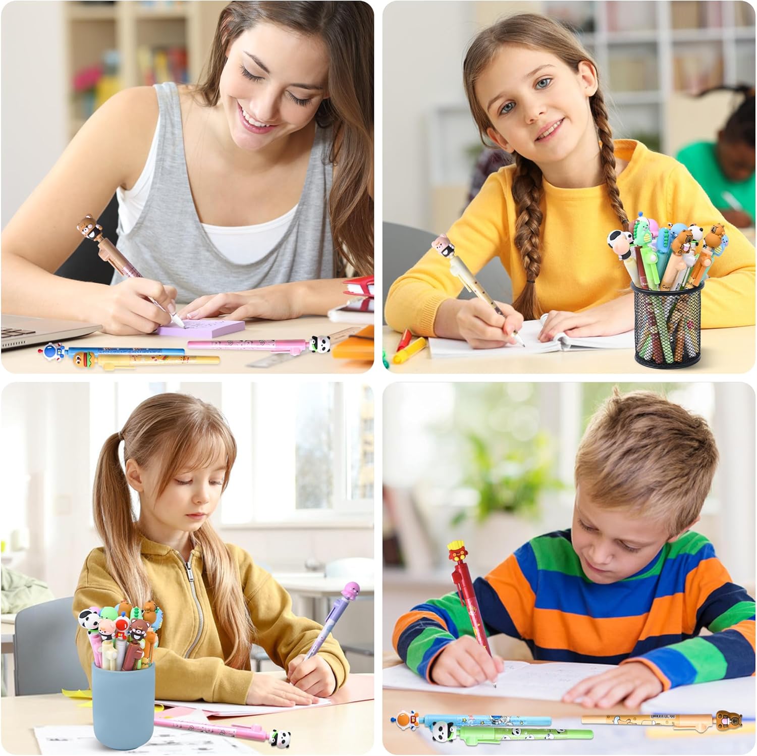 Ulema 24 Pcs Fidget Pens Fun Cute Kawaii Pens，Stress Relief Rotating Pen for School, Office, Home, Birthday Gifts Supplies