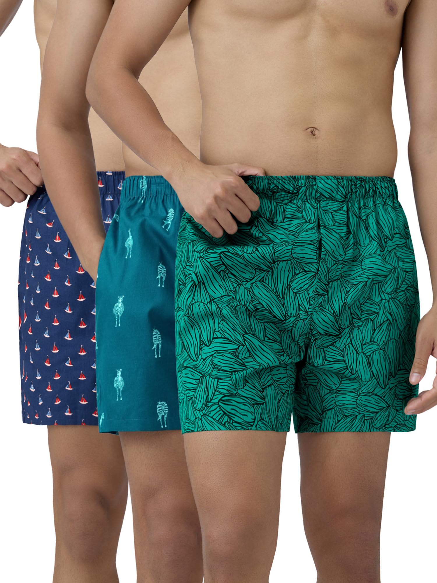 Men's Remix Regular Fit Cotton Printed Boxer with Dual Pocket & No Marks Waistband (Pack of 3)