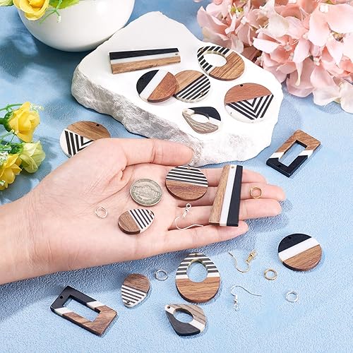 Vista 236 de Colgante de madera de resina, Resina, No es una piedra preciosa 0negro