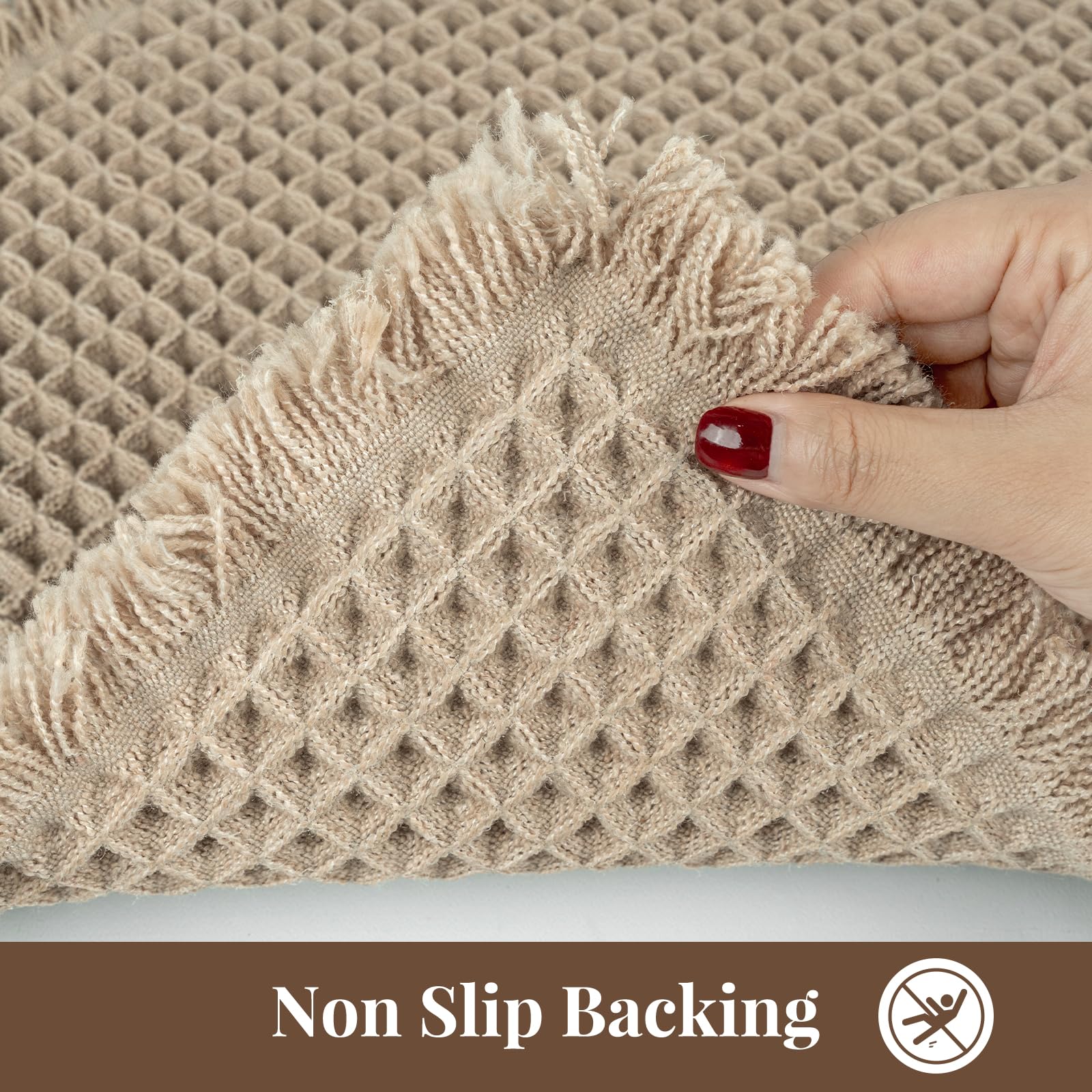 Capslpad Set di 2 tappetini da bagno a nido d'ape, antiscivolo, ultra assorbente, decorazione per il bagno, a pelo basso, morbidi, lavabili, 51 x 122 cm + 43 x 61 cm