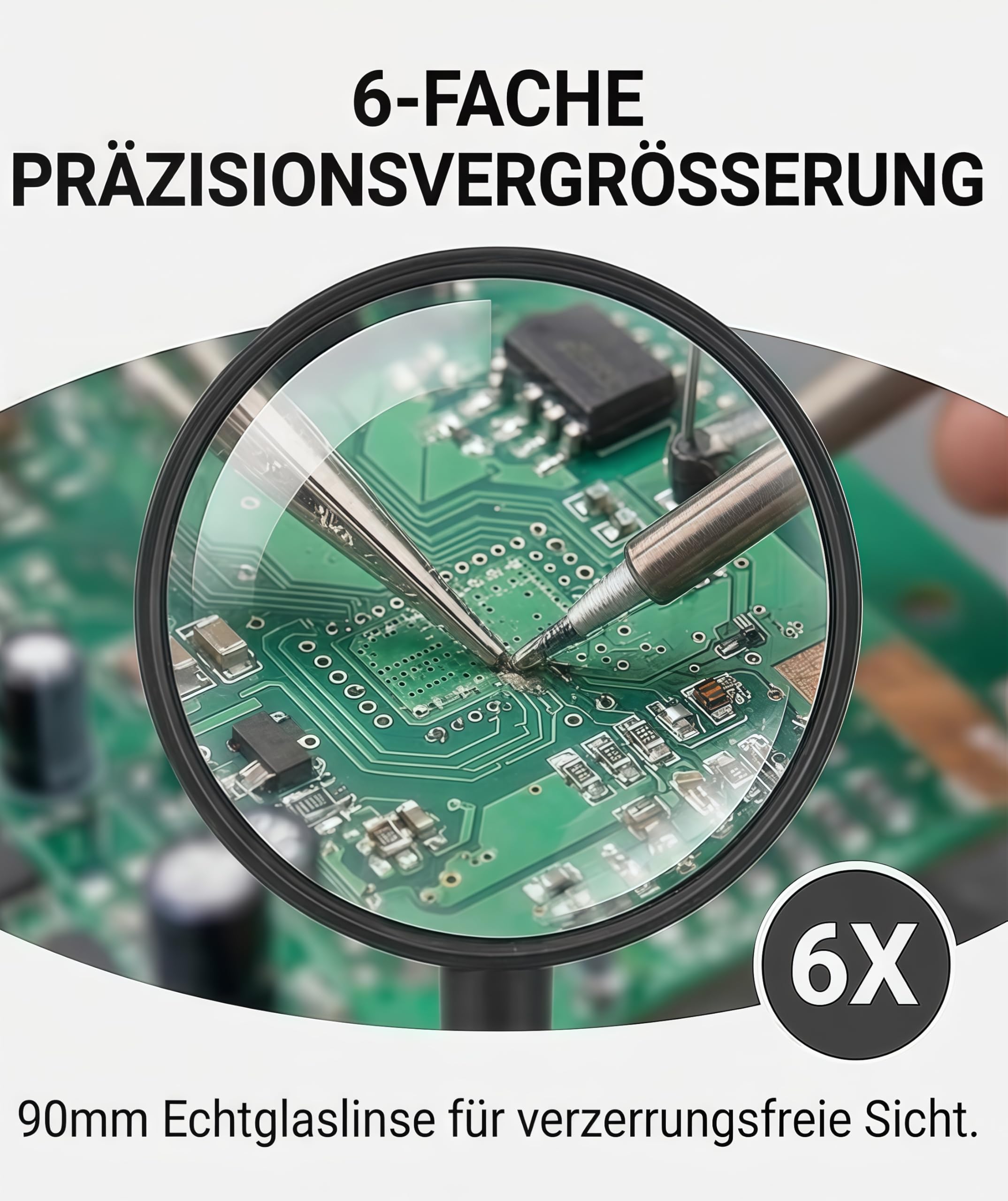 Lupa 6X z klipsem pomocniczym Uchwyt na szkło powiększające Stacja lutownicza z trzeciej ręki dla majsterkowiczów Naprawa elektroniki Konstrukcja stalowa Regulowana konstrukcja