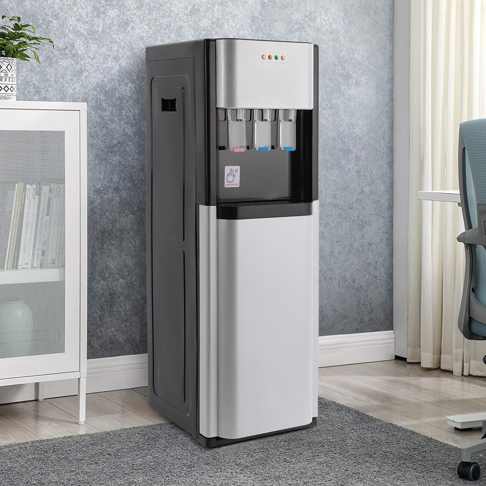 Distributore d'acqua elettrico da 450 W, con doppia funzione a freddo, con serbatoio dell'acqua con riempimento a terra, supporto per pavimento, per casa, cucina, ufficio