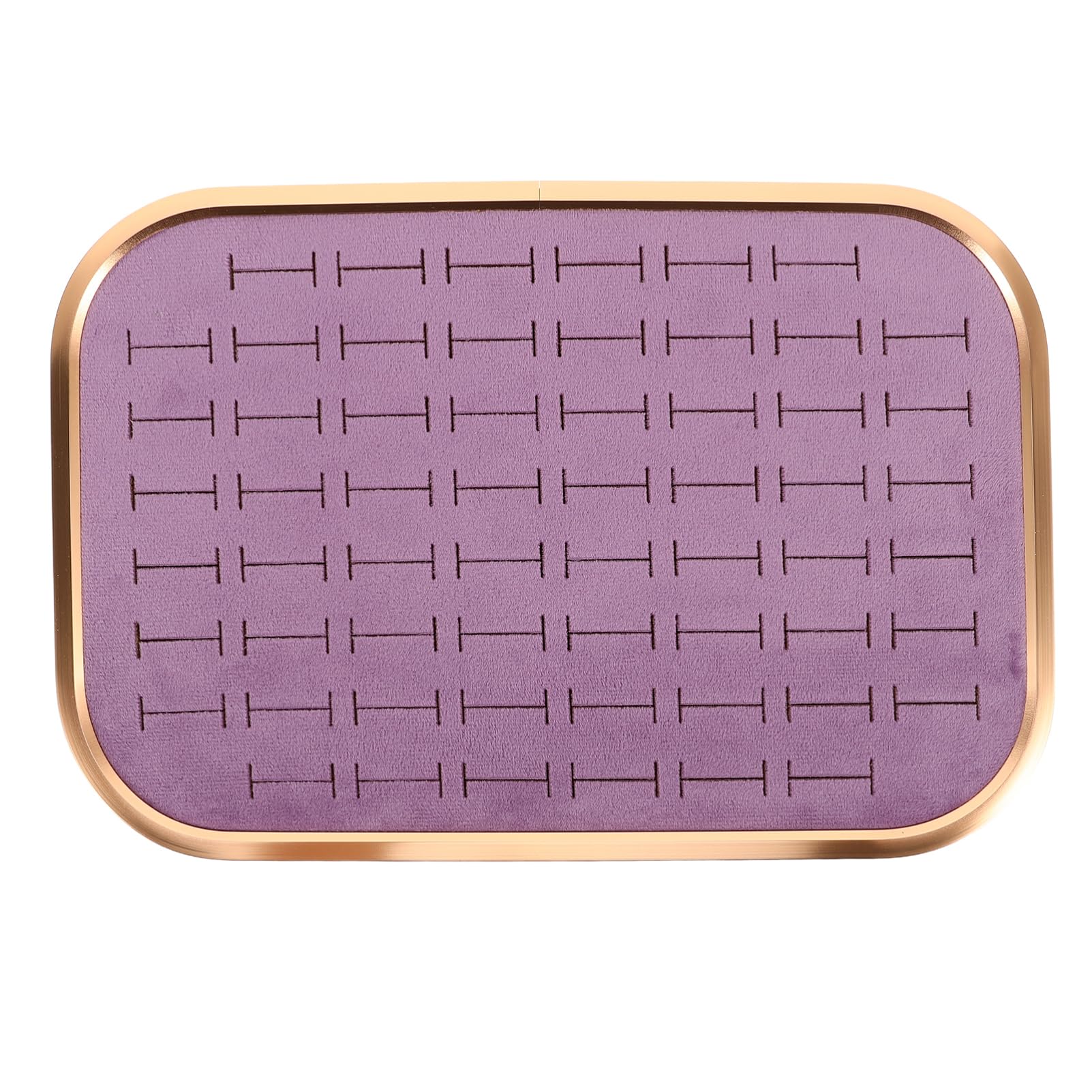 PartyKindom Organizador de Anillos Apilable de Terciopelo 60 Ranuras | Marco Rectangular de Aleación de Aluminio, Color Púrpura, Diseño Secciones para Pendientes y Colgantes