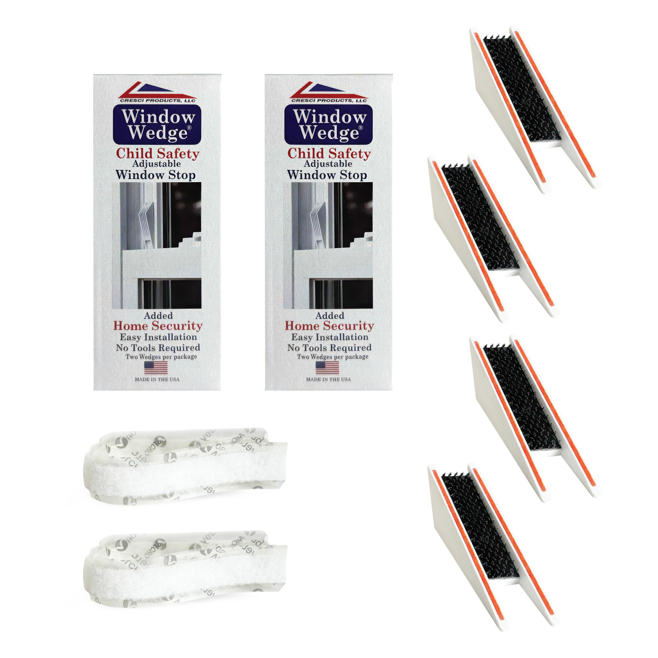 Child Safety Window Stopper – Made in USA Adjustable Lock for Baby Proofing & Home Security, Slip-Resistant, Fits Sliding, Single & Double Hung Windows (4 Stoppers, 2 Packs of 2)